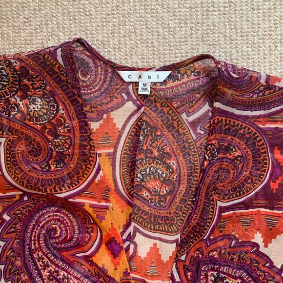 Chiffon Orange and Purple Tie Front Top - Picture 3 of 4